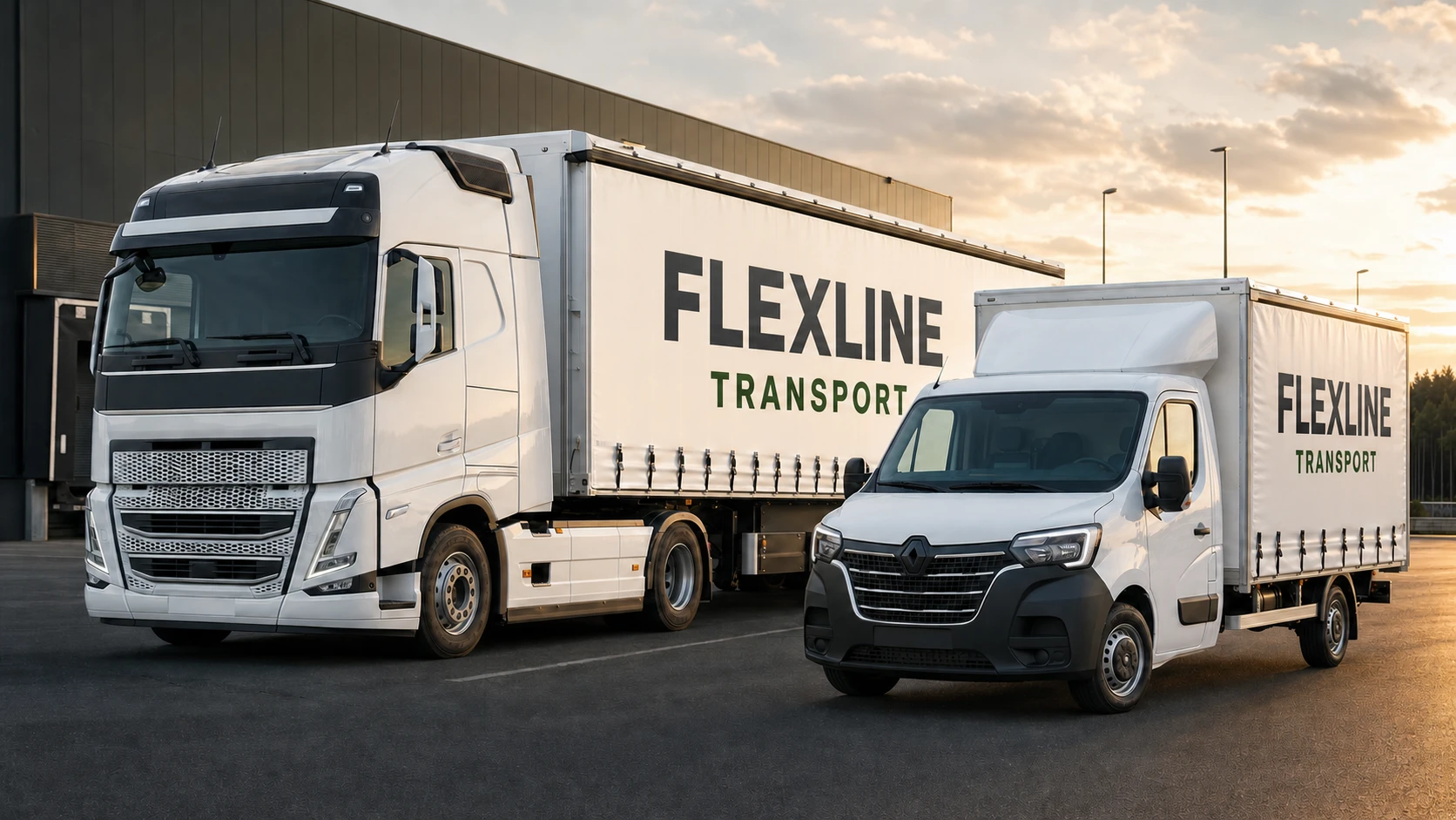 Flexline Transport fleet — Volvo FH and Renault Master